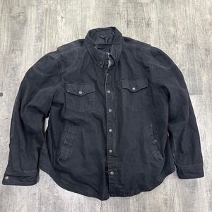First MFG Co. Roughneck Black Denim Full Zip Button Motorcycle Jacket Sz 4x